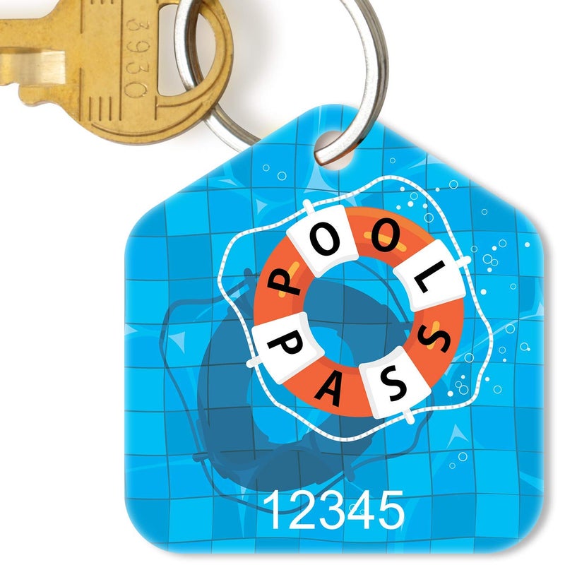 SmartSign (Pack of 100) 1.875 x 1.75 inch â€œPool Passâ€ Tags with Consecutive Numbering, Pre-Punched Hole, Digitally Printed, 35 mil Plastic, Multicolor, Made in USA - Image 2